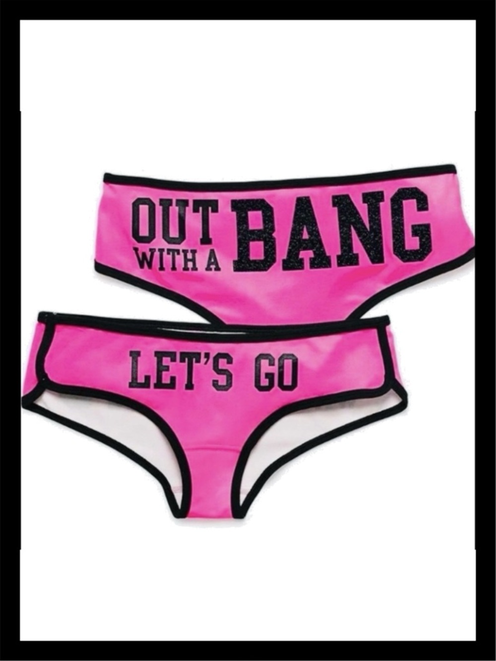 💕ⓅⒾⓃⓀ ⓋⓈ RARE/HTF “LET’S GO OUT WITH A BANG” Extra Low Rise Hipster Panties NWT💕